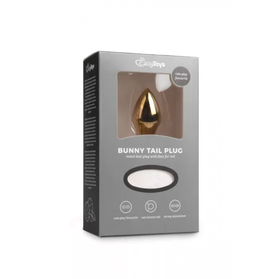 Easy Toys fém anál dildó, nyuszifarokkal (arany/fehér)