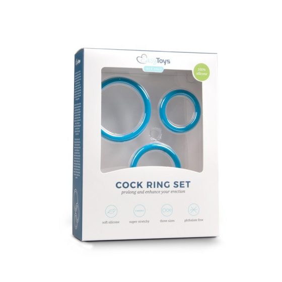 Easy Toys 3 db-os péniszgyűrű készlet (kék)