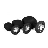 Easy Toys 3 db szilikon anál dildó, fekete, áttetsző betéttel (szett)