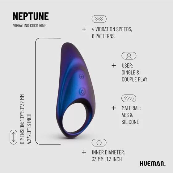 Hueman Neptune vibrációs péniszgyűrű, távirányítóval