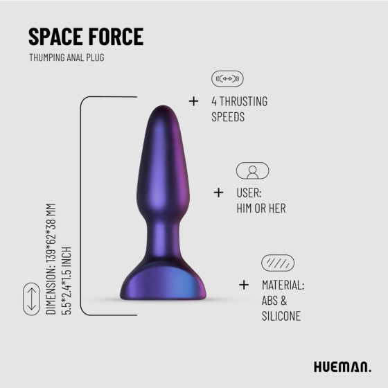 Hueman Space Force lökésekkel stimuláló anál dildó