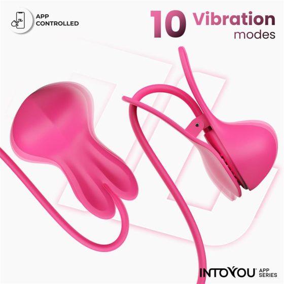 IntoYou Tickly okos, vibrációs bimbócsíptető (pink) (APP-os)