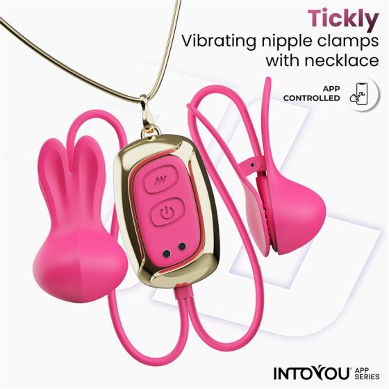 IntoYou Tickly okos, vibrációs bimbócsíptető (pink) (APP-os)