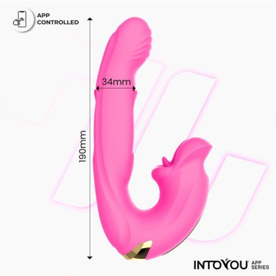 IntoYou – Bimby okosvibrátor mozgó szárrésszel, szájas csiklóizgatóval (pink, APP-os)