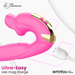   IntoYou – Bimby okosvibrátor mozgó szárrésszel, szájas csiklóizgatóval (pink, APP-os)