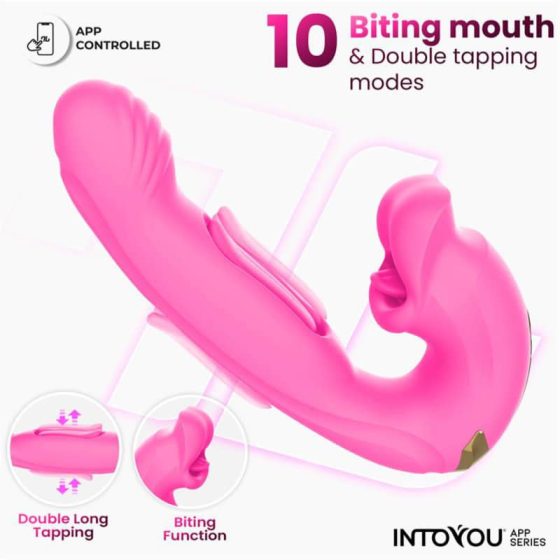 IntoYou – Bimby okosvibrátor mozgó szárrésszel, szájas csiklóizgatóval (pink, APP-os)