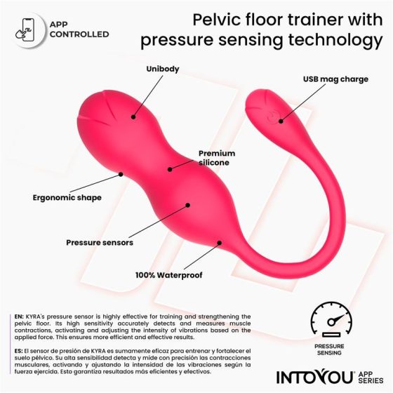 IntoYou Kyra okos vibrációs gésagolyó nyomásérzékelővel (pink) (APP-os)