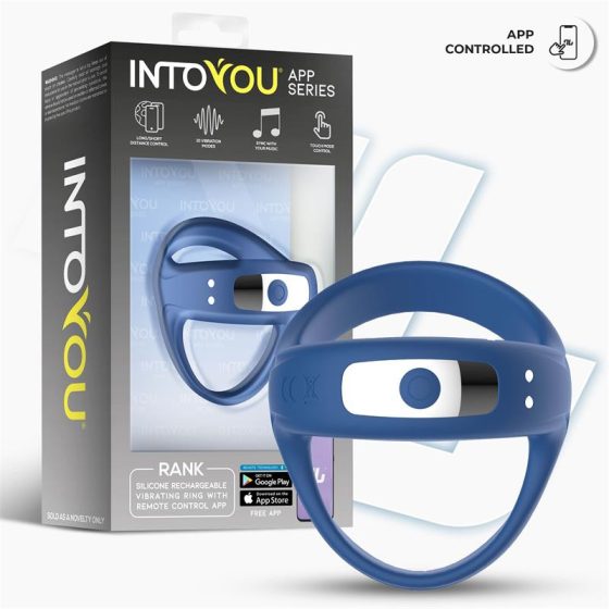 IntoYou Rank okos vibrációs pénisz és heregyűrű (APP-os) (kék)