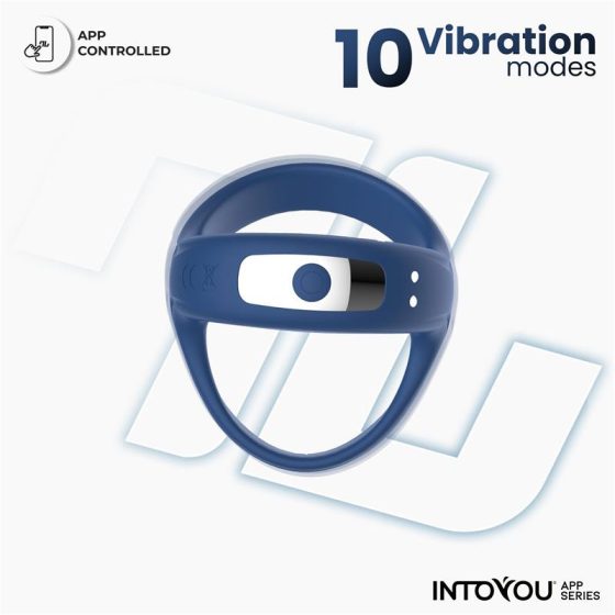 IntoYou Rank okos vibrációs pénisz és heregyűrű (APP-os) (kék)