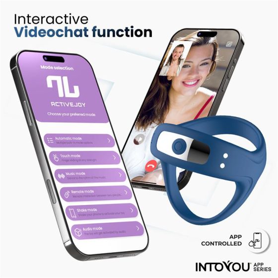 IntoYou Rank okos vibrációs pénisz és heregyűrű (APP-os) (kék)