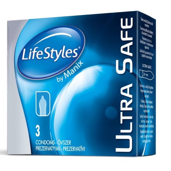 LifeStyles Ultra Safe 3 db vastagított falú, spermicides óvszer