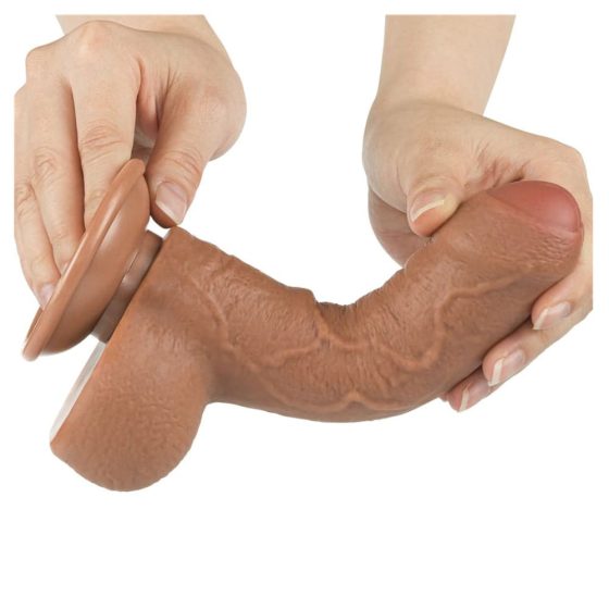 LoveToy – Sliding-Skin realisztikus világosbarna bőrös dildó (17,8 cm - 7")