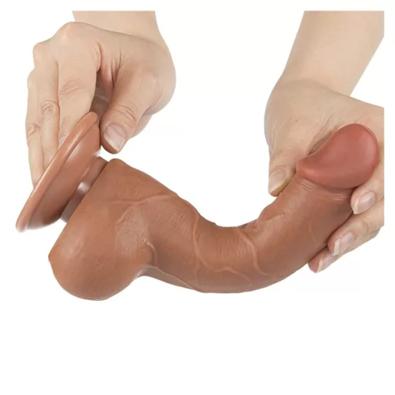 LoveToy – Sliding-Skin realisztikus világosbarna bőrös dildó (19 cm - 7,5")