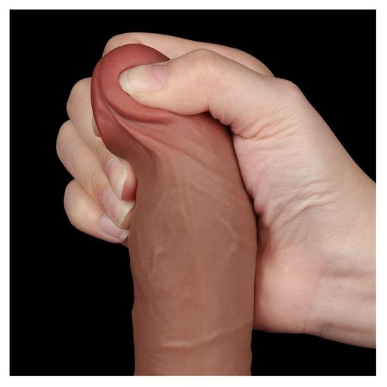 LoveToy – Sliding-Skin realisztikus világosbarna bőrös dildó (19,8 cm - 8")