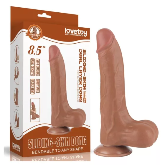 LoveToy – Sliding-Skin realisztikus világosbarna bőrös dildó (21,6 cm - 8,5")