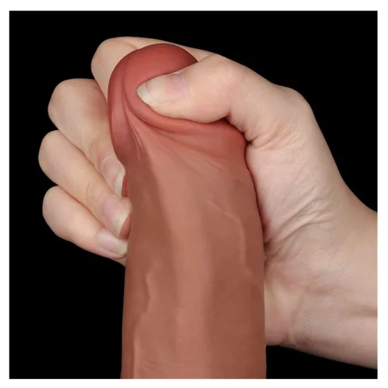 LoveToy – Sliding-Skin realisztikus világosbarna bőrös dildó (21,6 cm - 8,5")