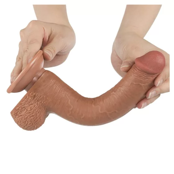 LoveToy – Sliding-Skin realisztikus világosbarna bőrös dildó (22,6 cm - 9")