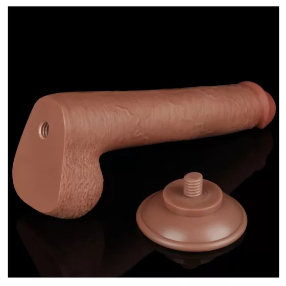 LoveToy – Sliding-Skin realisztikus világosbarna bőrös dildó (22,6 cm - 9")