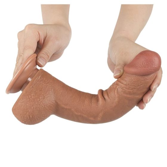 LoveToy – Sliding-Skin realisztikus világosbarna bőrös dildó (24 cm - 9,5")