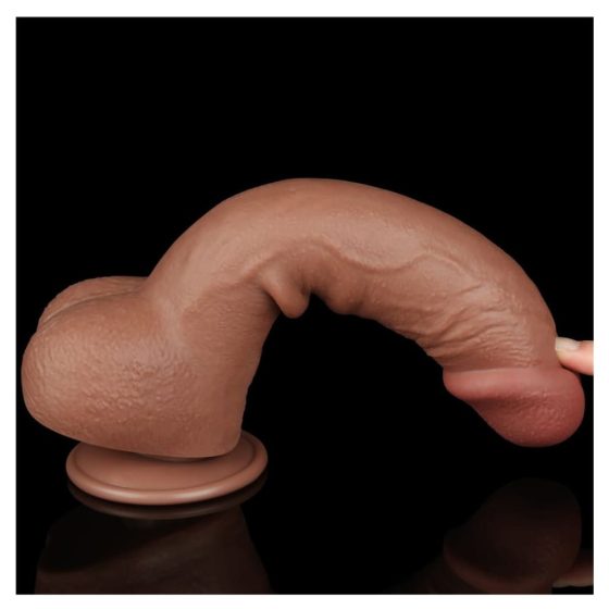 LoveToy – Sliding-Skin realisztikus világosbarna bőrös dildó (24 cm - 9,5")