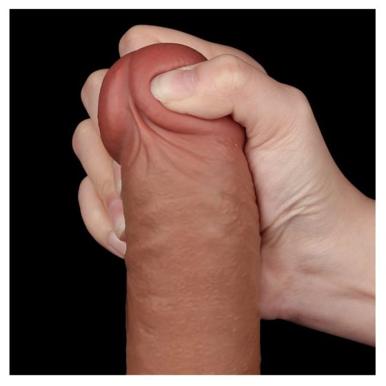 LoveToy – Sliding-Skin realisztikus világosbarna bőrös dildó (24 cm - 9,5")