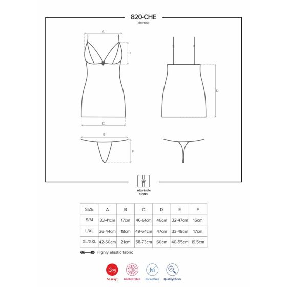 Obsessive 820-CHE-1 kombiné és alsó (fekete)