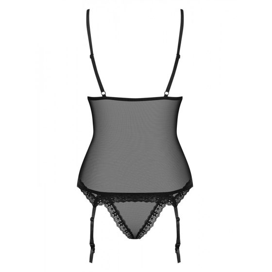 Obsessive 820-COR-1 fűzős jellegű, harisnyatartós felső és alsó (fekete)