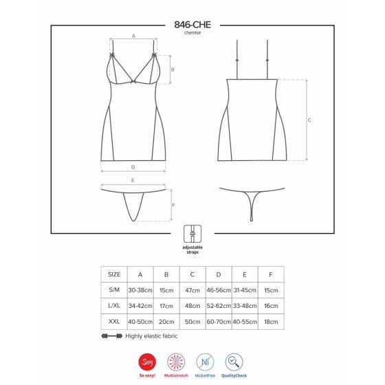 Obsessive 846-CHE-1 kombiné és alsó (fekete)