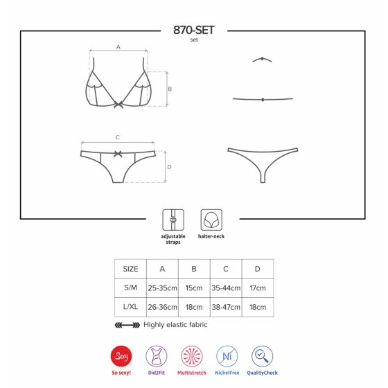 Obsessive 870-SET-3 kétrészes szett (piros)