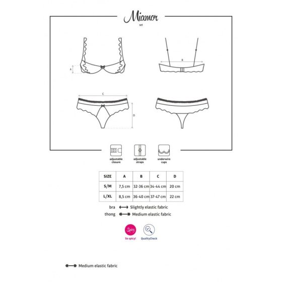 Obsessive Miamor feles melltartó/mellemelő és alsó (fehér)