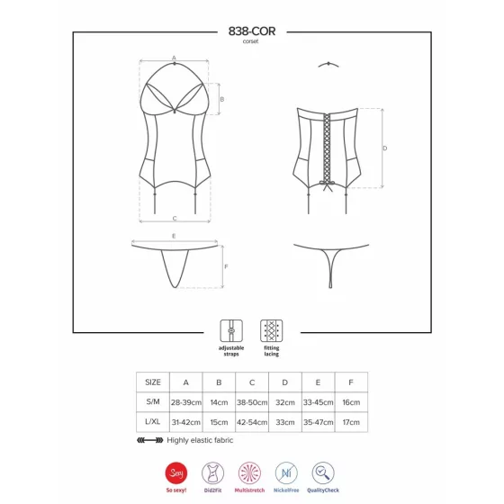 Obsessive 838-COR-3 fűző és alsó (piros)