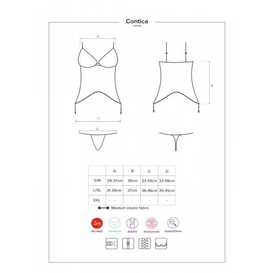 Obsessive Contica fűzős, harsinyatartós szett
