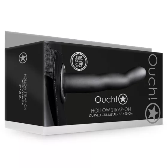 Ouch! – üreges, felcsatolható ívelt dildó hámmal