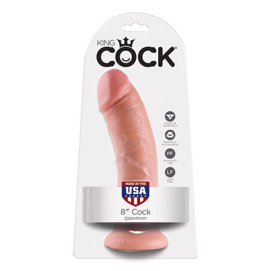 King Cock 8" dildó (20 cm - világos bőrszín)