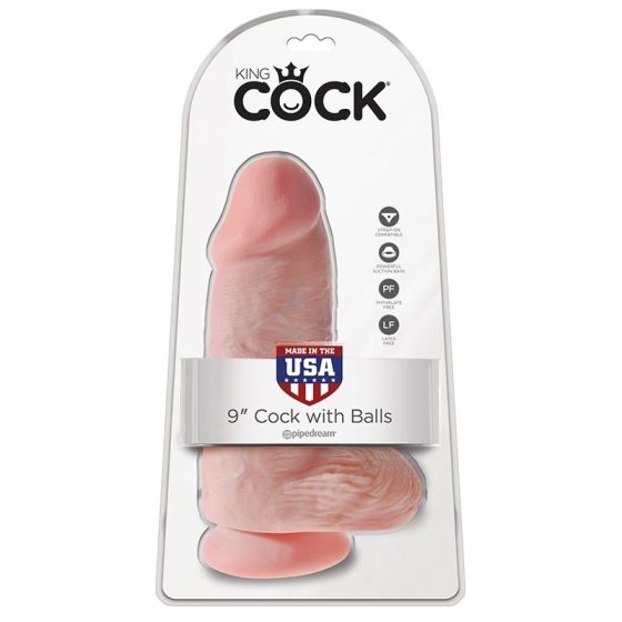 King Cock Chubby 9" vastag dildó, herékkel (23 cm - világos bőrszín)