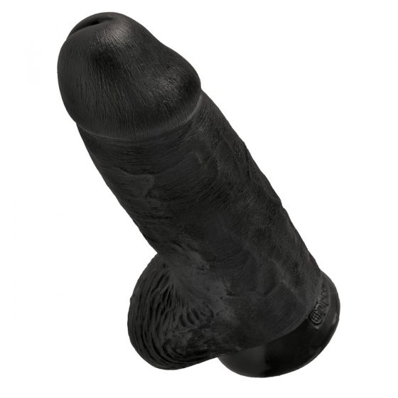 King Cock Chubby 9" vastag dildó, herékkel (23 cm - fekete)