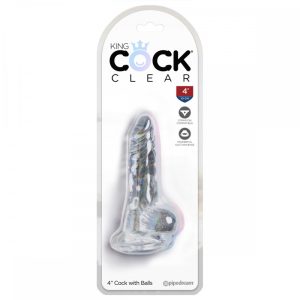 King Cock Clear 4" dildó herékkel (10 cm)