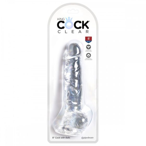King Cock Clear 8" dildó herékkel (20 cm)