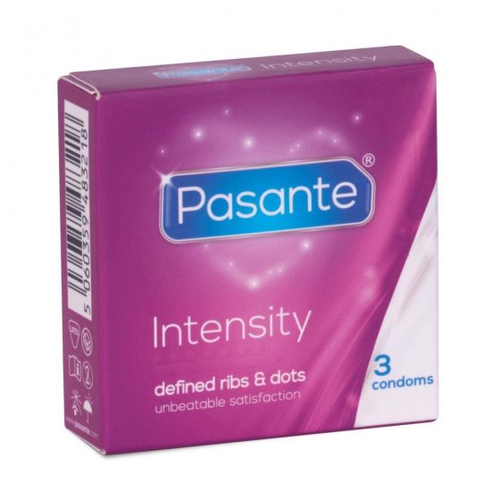 Pasante Intensity redőzött és rücskös felületű óvszer (3 db)