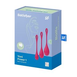   Satisfyer Yoni Power 1. három darabos, intim-izomzat regeneráló készlet (piros)