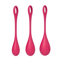   Satisfyer Yoni Power 1. három darabos, intim-izomzat regeneráló készlet (piros)