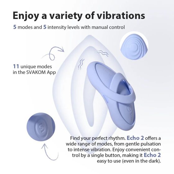 Svakom Echo 2, okos ujjvibrátor, melegítő funkcióval (kék) (APP-os)