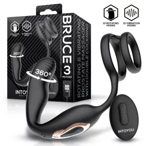 IntoYou - Bruce forgófejes prosztatavibrátor, here és péniszgyűrűvel, távirányítóval