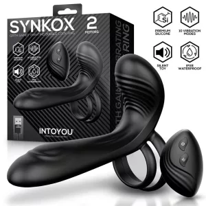 IntoYou - Synkox párvibrátor, vibrációs pénisz és heregyűrűvel, távirányítóval