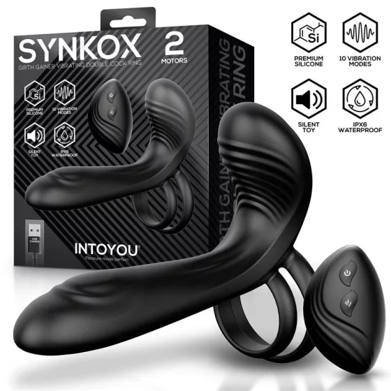 IntoYou - Synkox párvibrátor, vibrációs pénisz és heregyűrűvel, távirányítóval