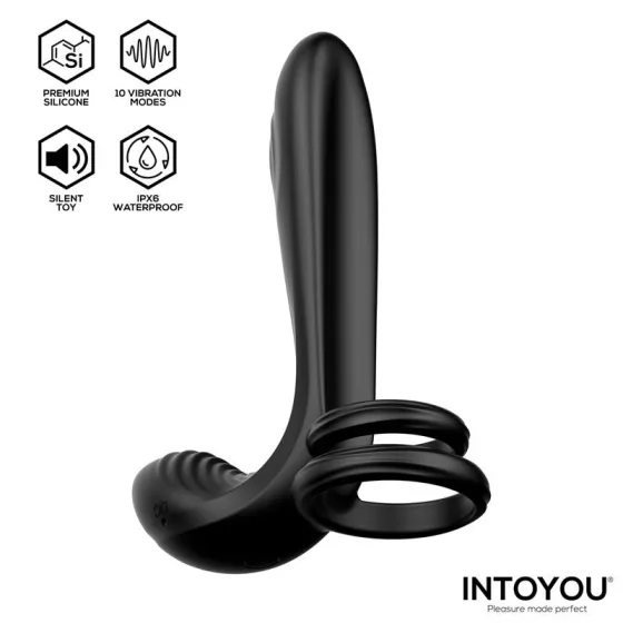 IntoYou - Synkox párvibrátor, vibrációs pénisz és heregyűrűvel, távirányítóval