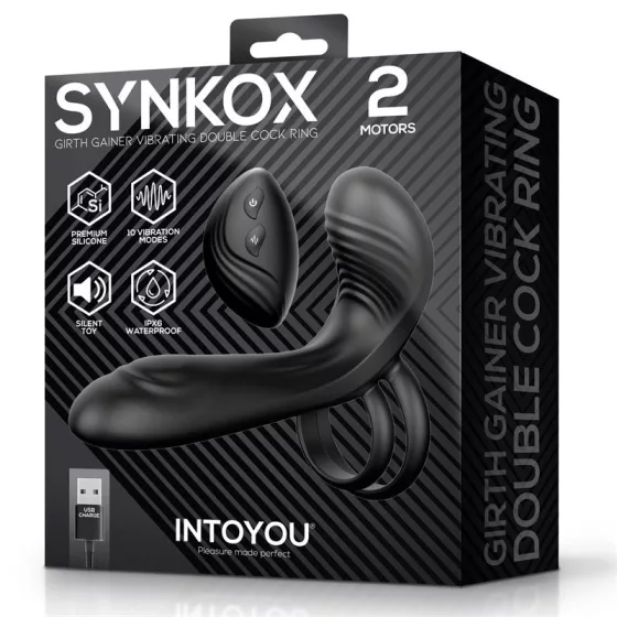 IntoYou - Synkox párvibrátor, vibrációs pénisz és heregyűrűvel, távirányítóval