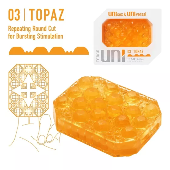 Tenga UNI Topaz - uniszex 2in1 maszturbátor és csiklóizgató (sárga)