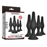 VscNovelty 4 db-os szilikon anál dildó szett (fekete)