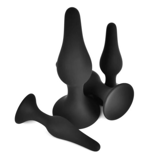 VscNovelty 4 db-os szilikon anál dildó szett (fekete)